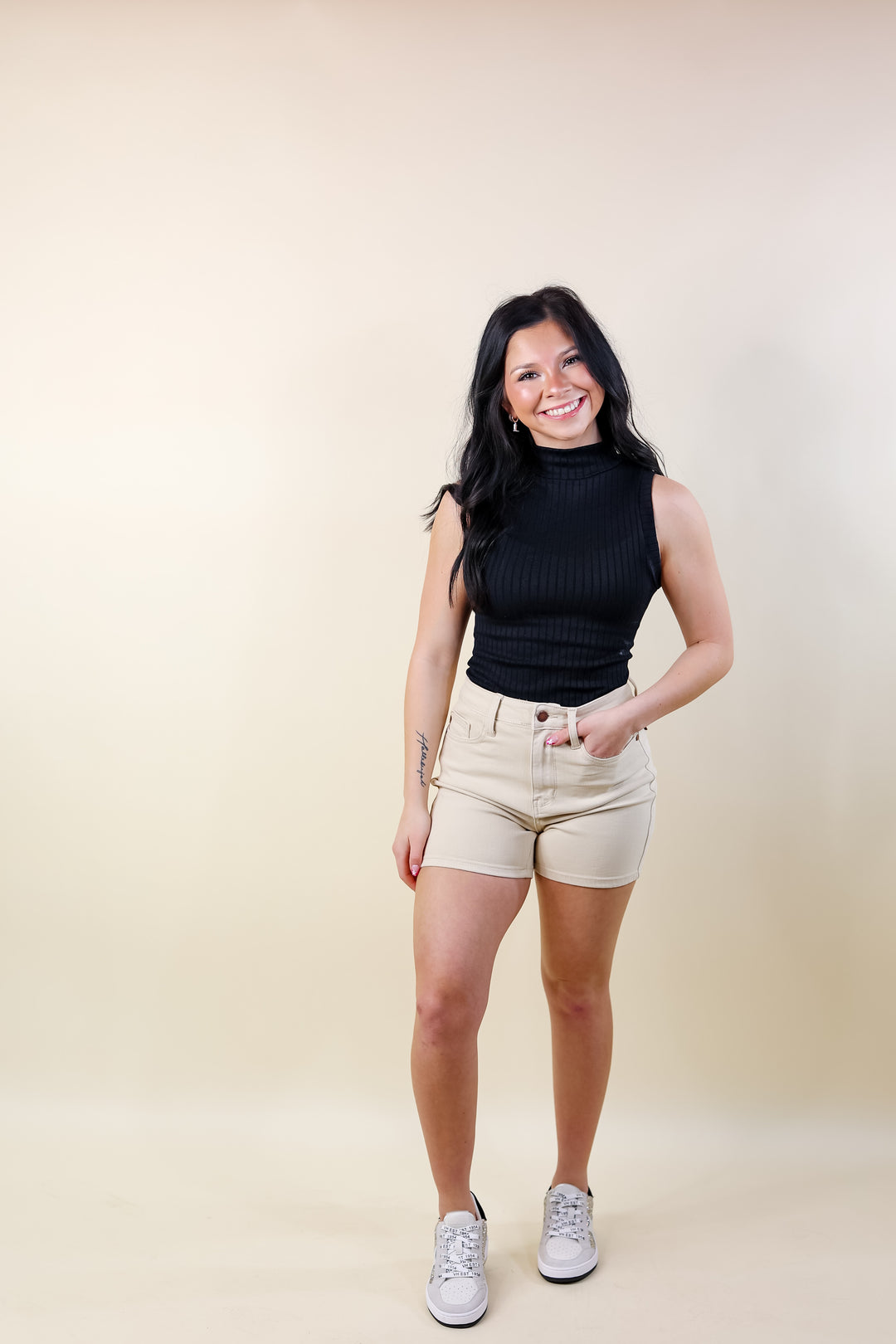 Judy Blue | Spring Serenade Garment Shorts in Bone Cream - Giddy Up Glamour Boutique