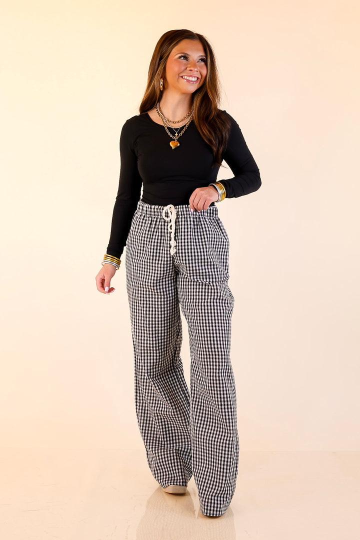 Simply Southern | Naturally Cool Gingham Checkered Print Boxer Pants in Black