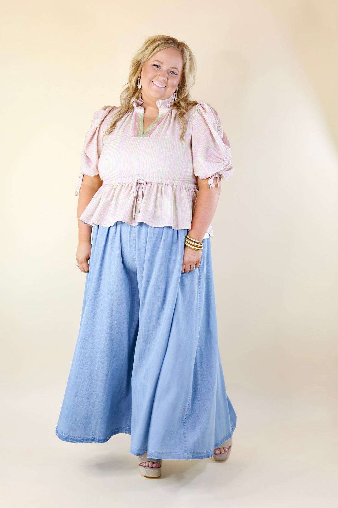 Emily McCarthy | Palazzo Pant in Denim - Giddy Up Glamour Boutique