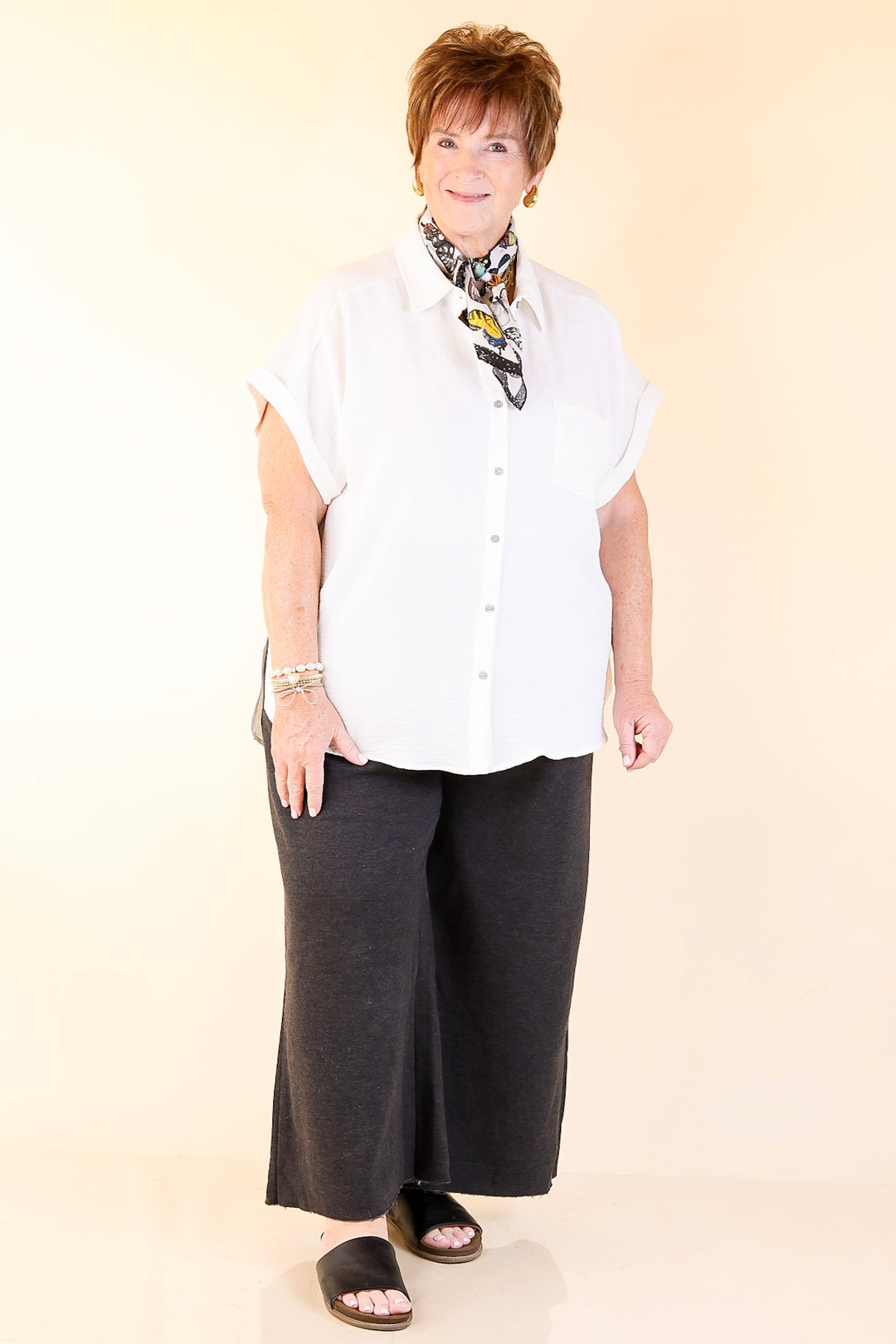 Cozy Girl Cropped Acid Washed Drawstring Pant in Black