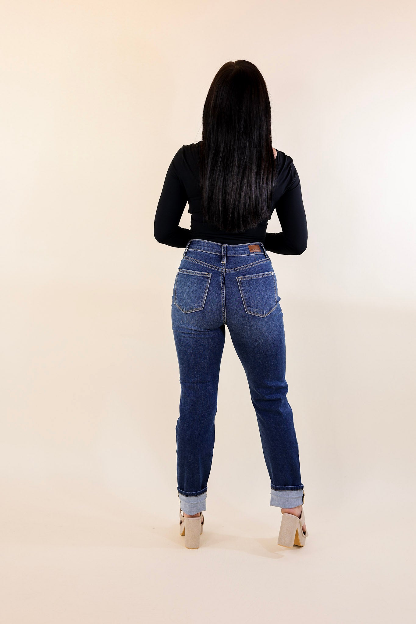 Judy Blue | Weekend Ready High Waisted Cool Denim Boyfriend Jean in Dark Wash