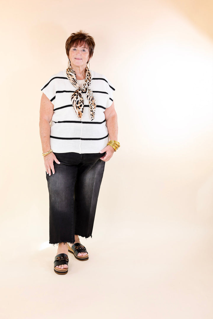 In Harmony Striped Sweater with Cap Sleeves in Ivory