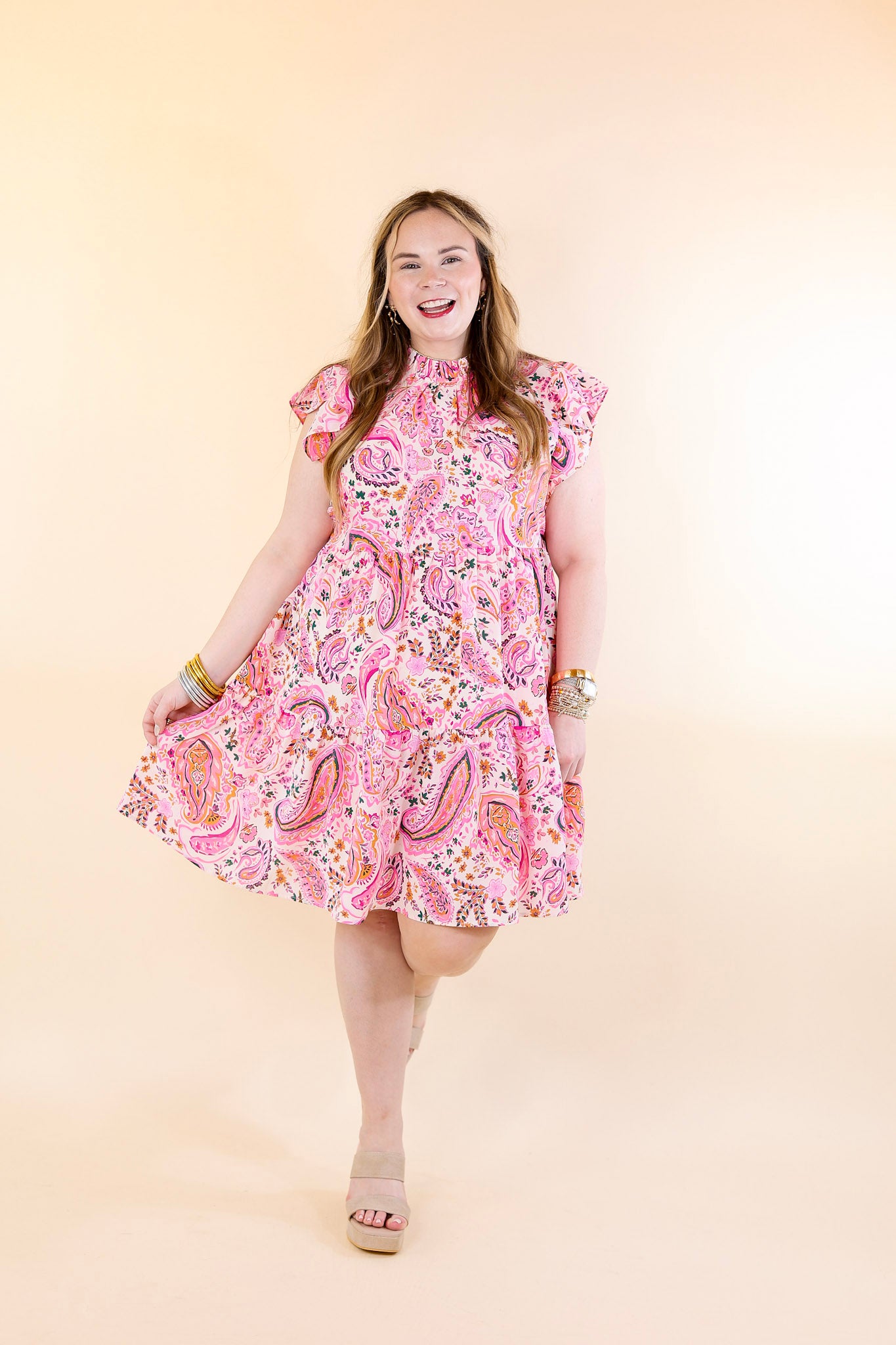 Like a Dream Paisley and Floral Print Dress in Pink