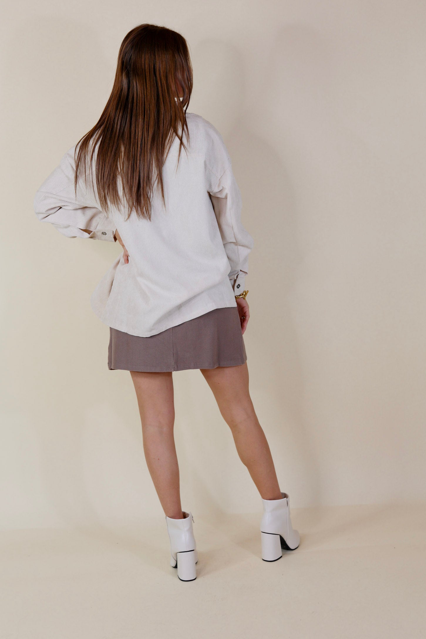 Latte Sips Button Up Corduroy Shacket in Cream - Giddy Up Glamour Boutique
