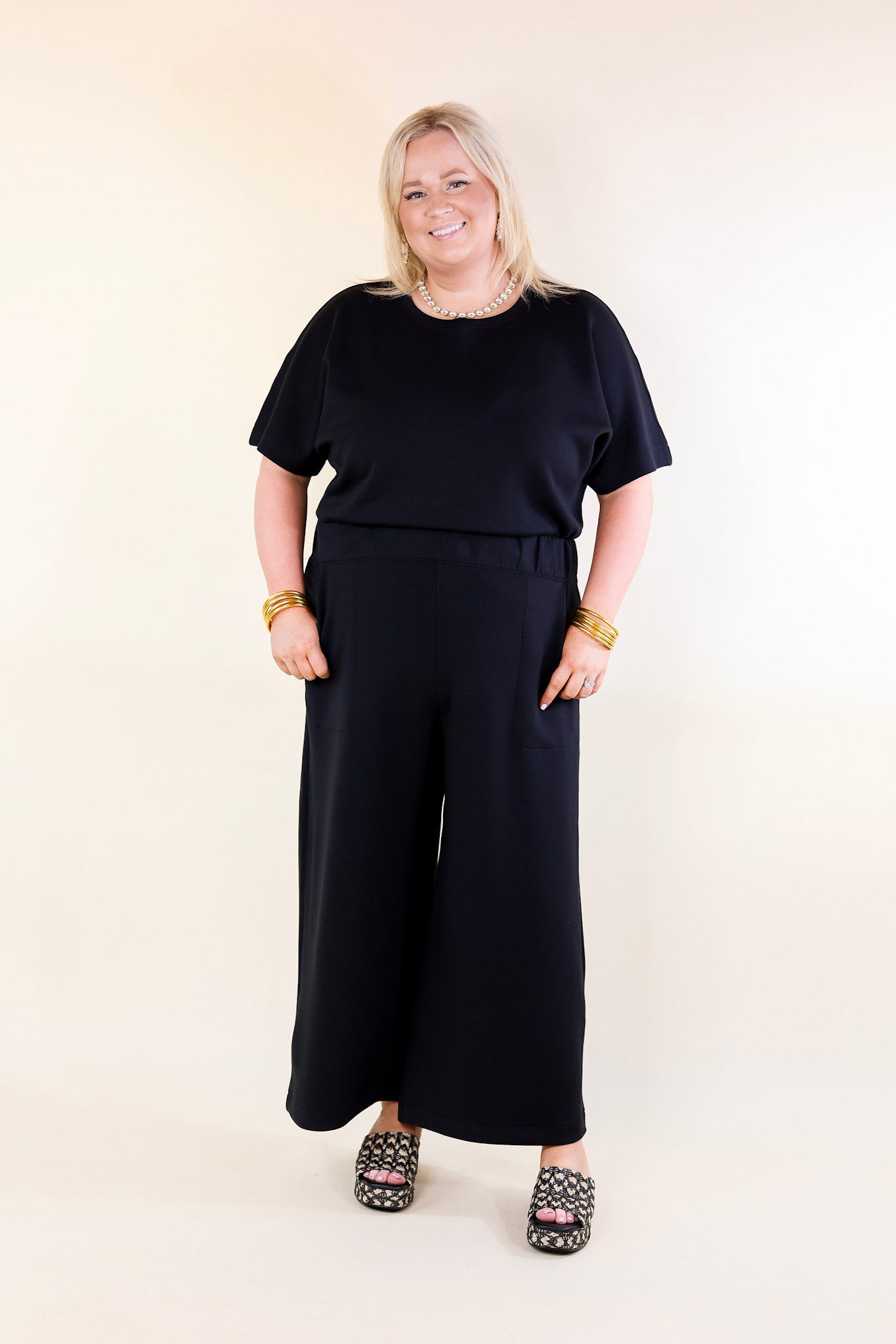 SPANX | AirEssentials Cropped Wide-Leg Jumpsuit in Very Black