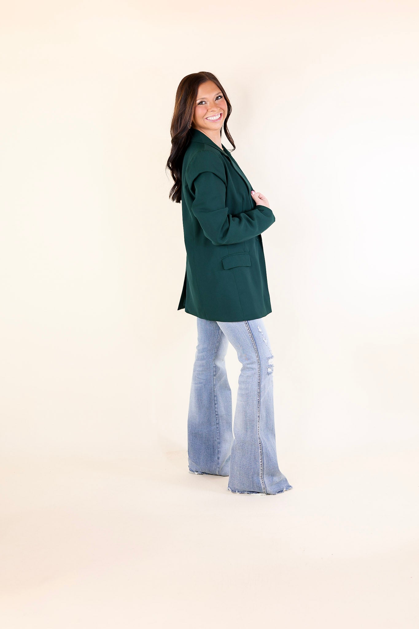 Winning Awards Long Sleeve Blazer in Emerald Green