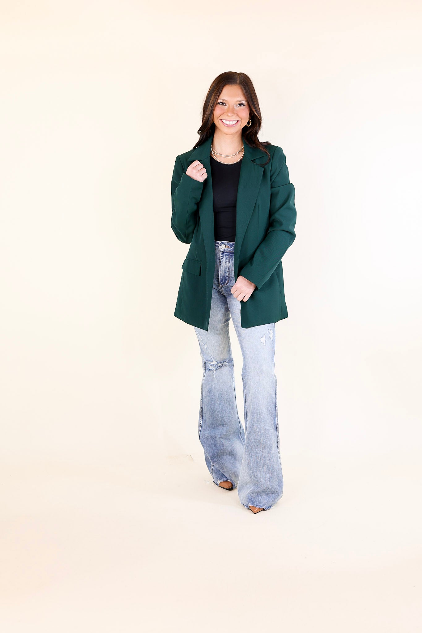 Winning Awards Long Sleeve Blazer in Emerald Green