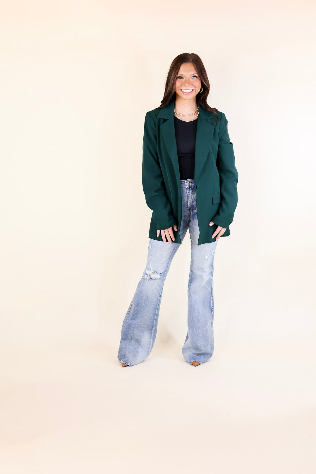 Winning Awards Long Sleeve Blazer in Emerald Green