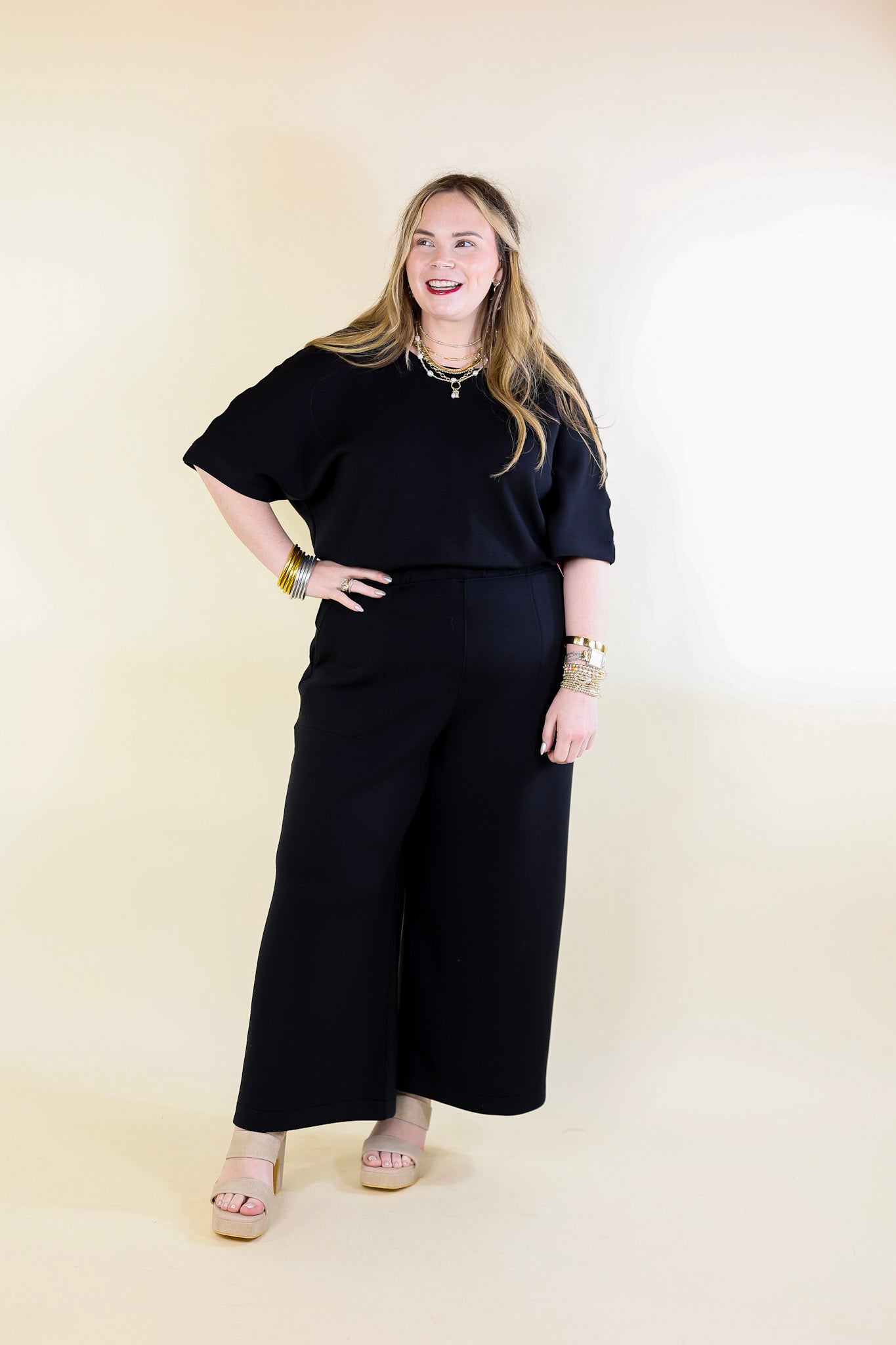 SPANX | AirEssentials Cropped Wide-Leg Jumpsuit in Very Black