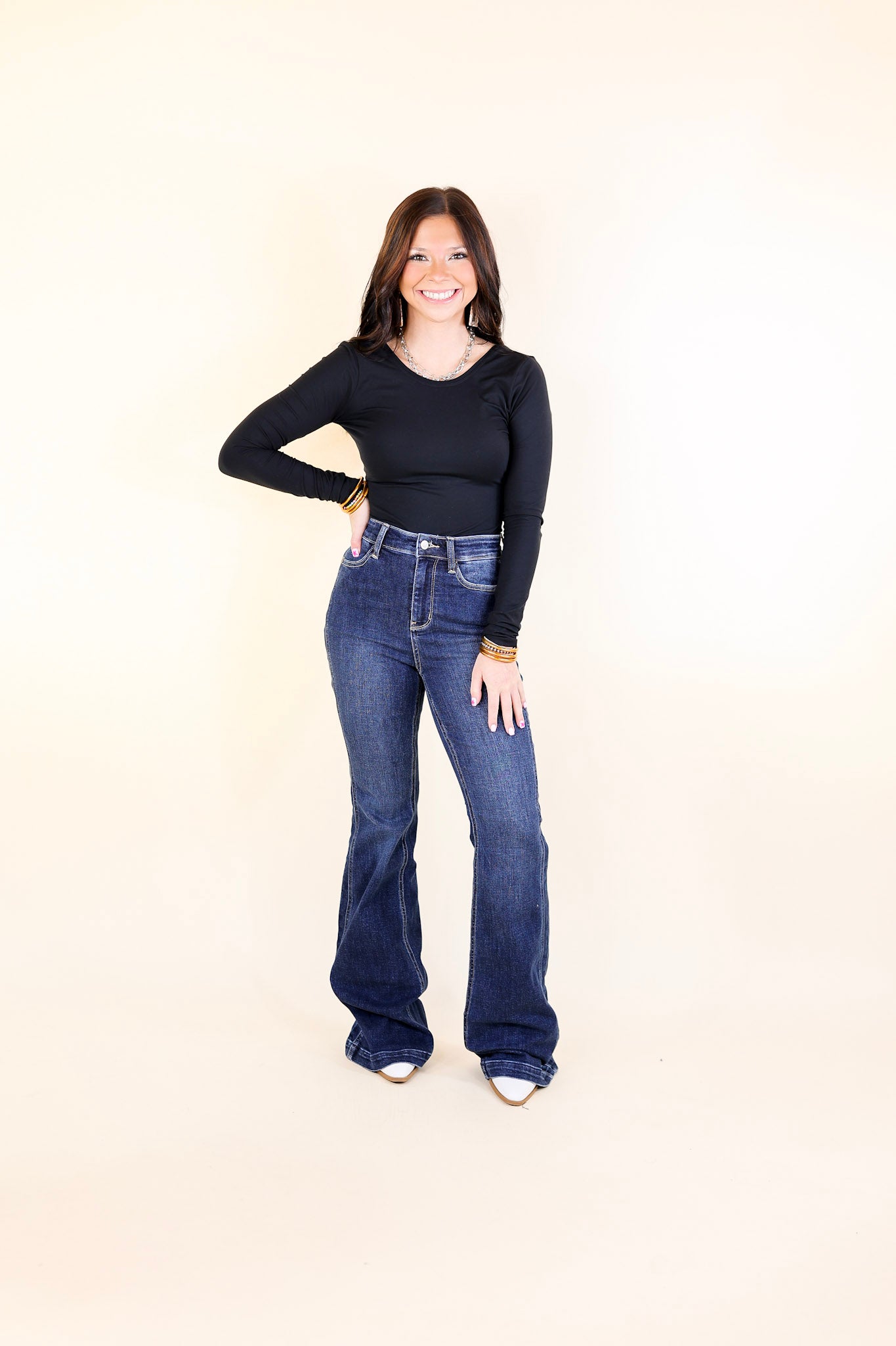 Judy Blue | Perfect Angles High Waisted Flare Jean with an Angled Side Seam in Dark Wash