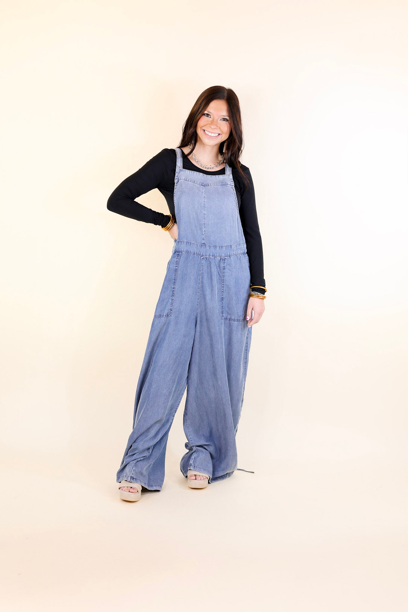 Casual Couture Denim Jumpsuit in Medium Wash