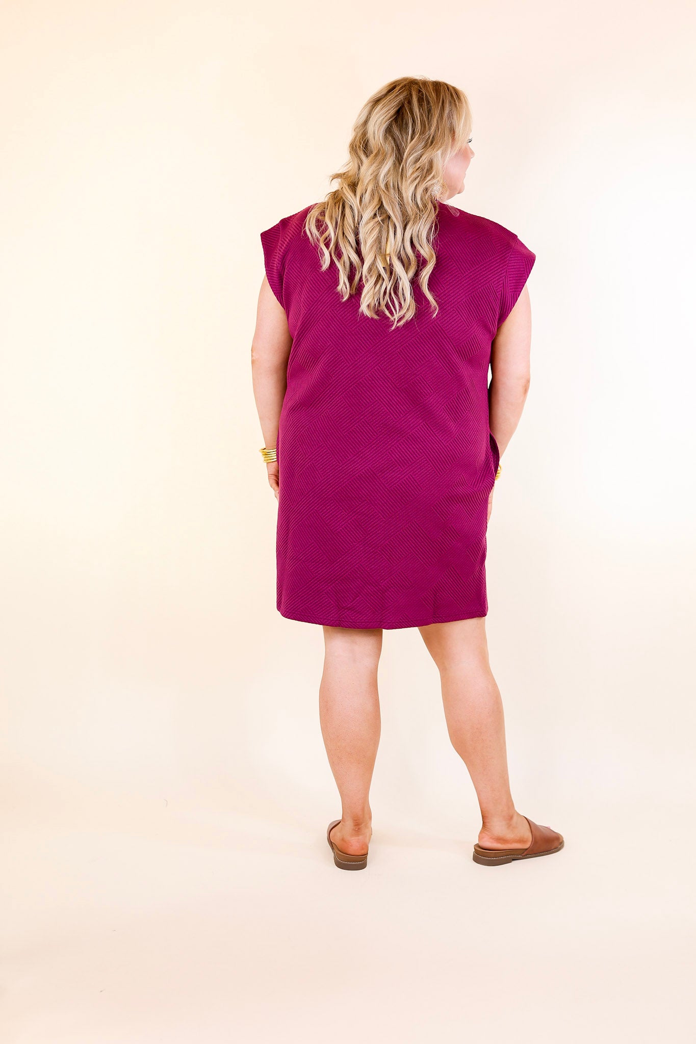 Glamour on the Go Textured Dress in Plum Purple