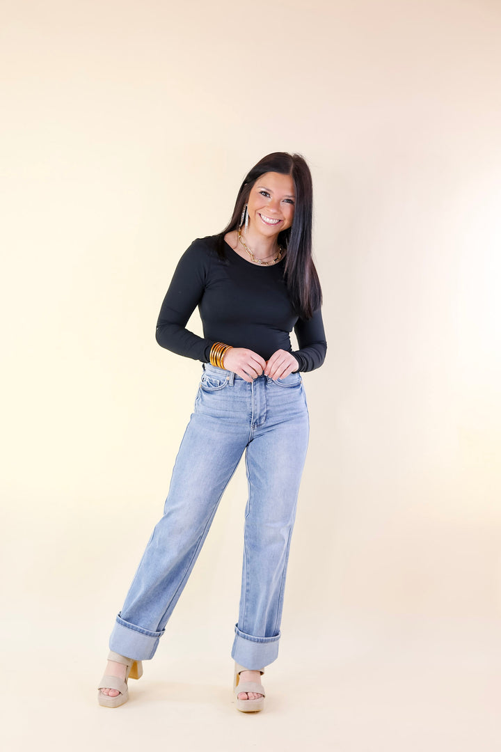 Judy Blue | Essential Ease Tummy Control Straight Leg Jeans in Medium Wash - Giddy Up Glamour Boutique