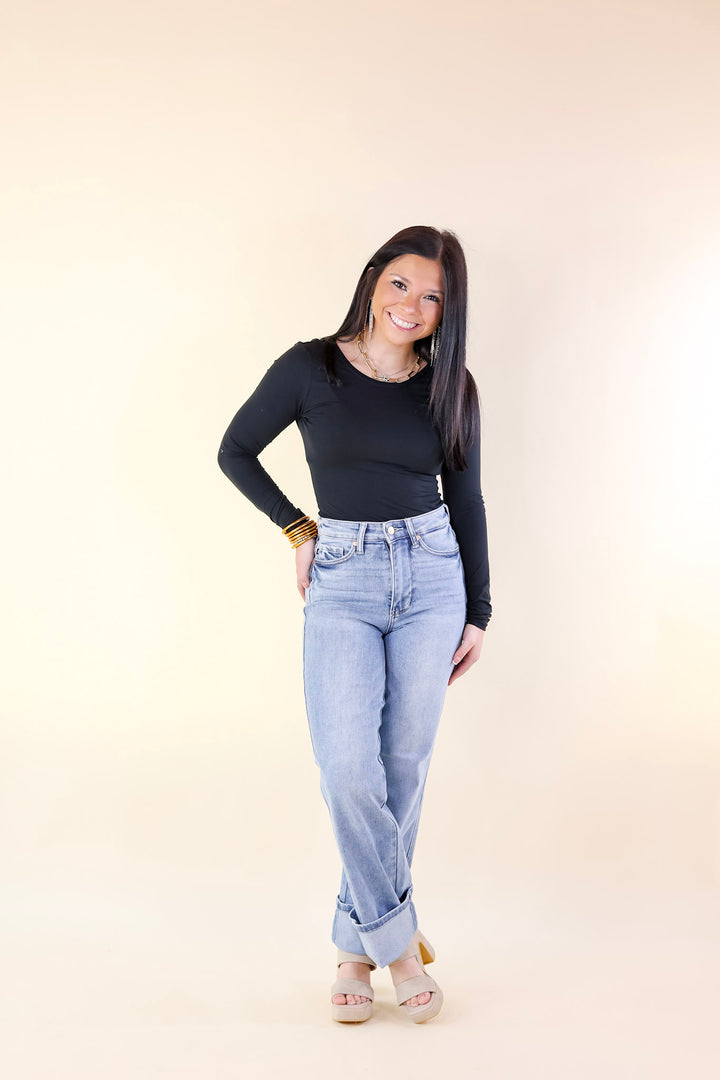 Judy Blue | Essential Ease Tummy Control Straight Leg Jeans in Medium Wash - Giddy Up Glamour Boutique