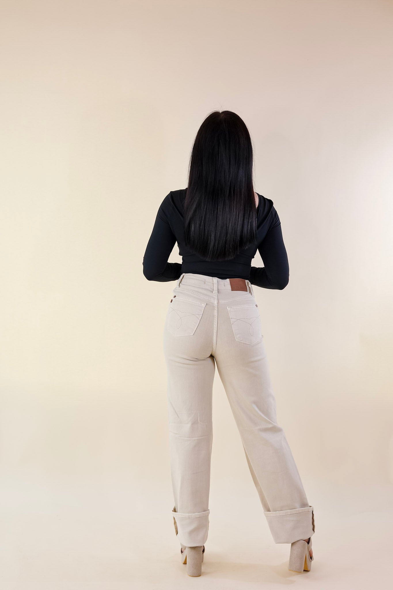 Judy Blue | Retro Rebel Garment Dyed 90's Destroy Knee Straight Leg Jeans in Bone Cream - Giddy Up Glamour Boutique