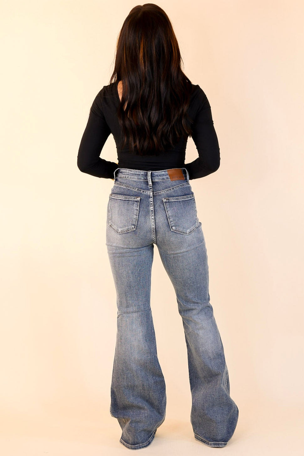 Last Chance Size 13, 20W & 22W | Judy Blue | Modern Muse Tummy Control Flare Jean in Contrast Dark Wash