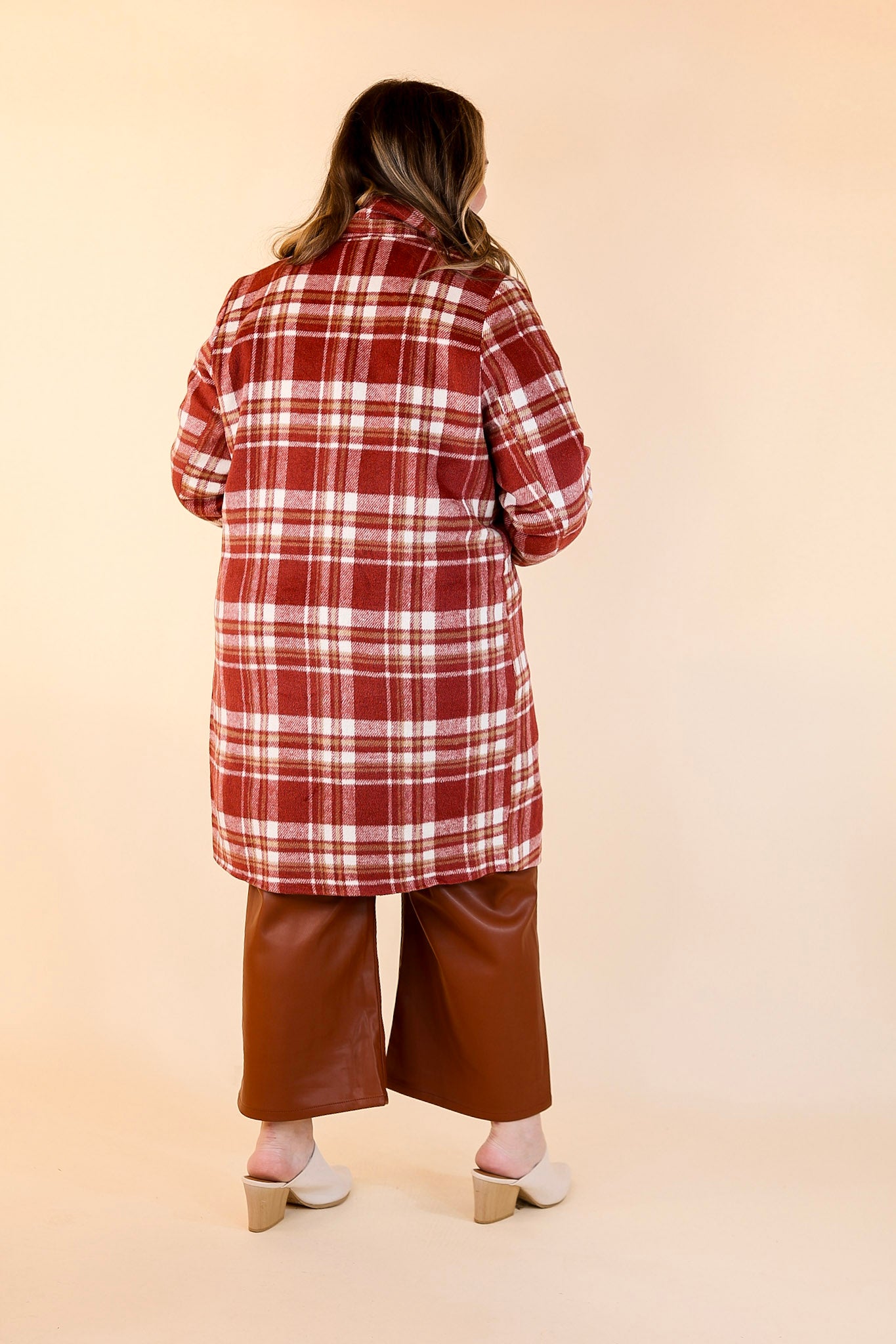 Mountain Ranch Long Plaid Jacket in Maroon