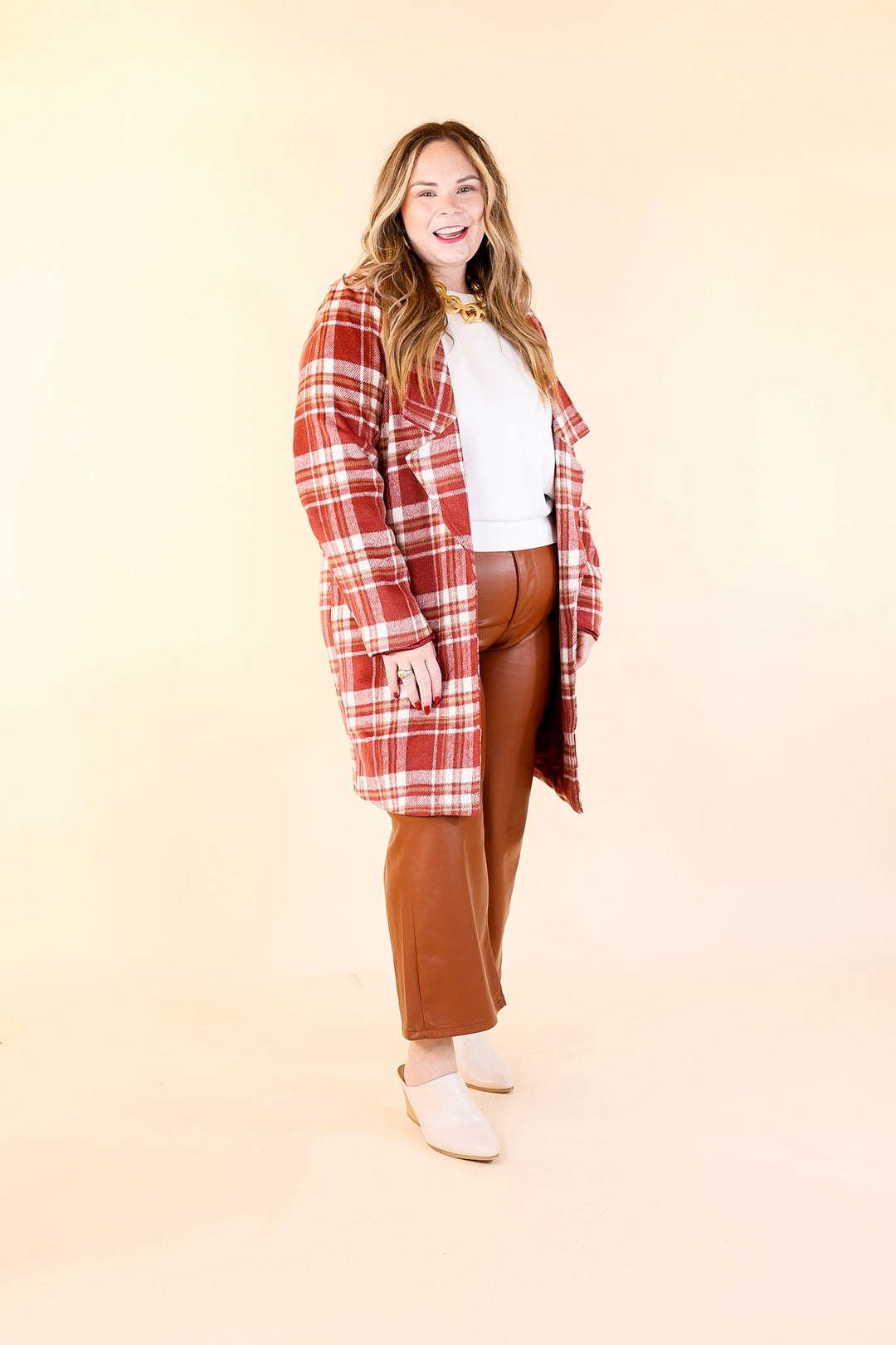 Mountain Ranch Long Plaid Jacket in Maroon