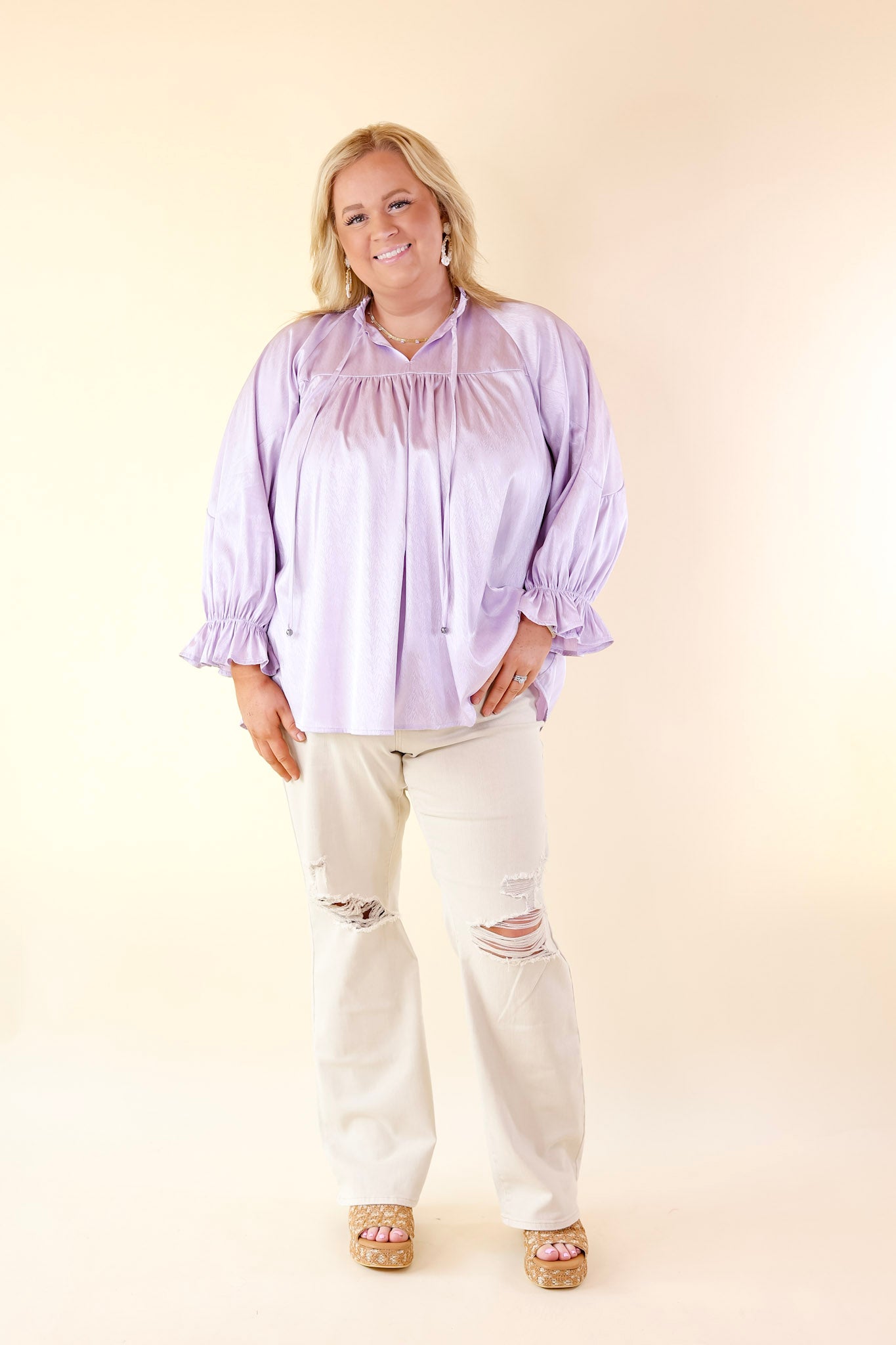 Judy Blue | Retro Rebel Garment Dyed 90's Destroy Knee Straight Leg Jeans in Bone Cream