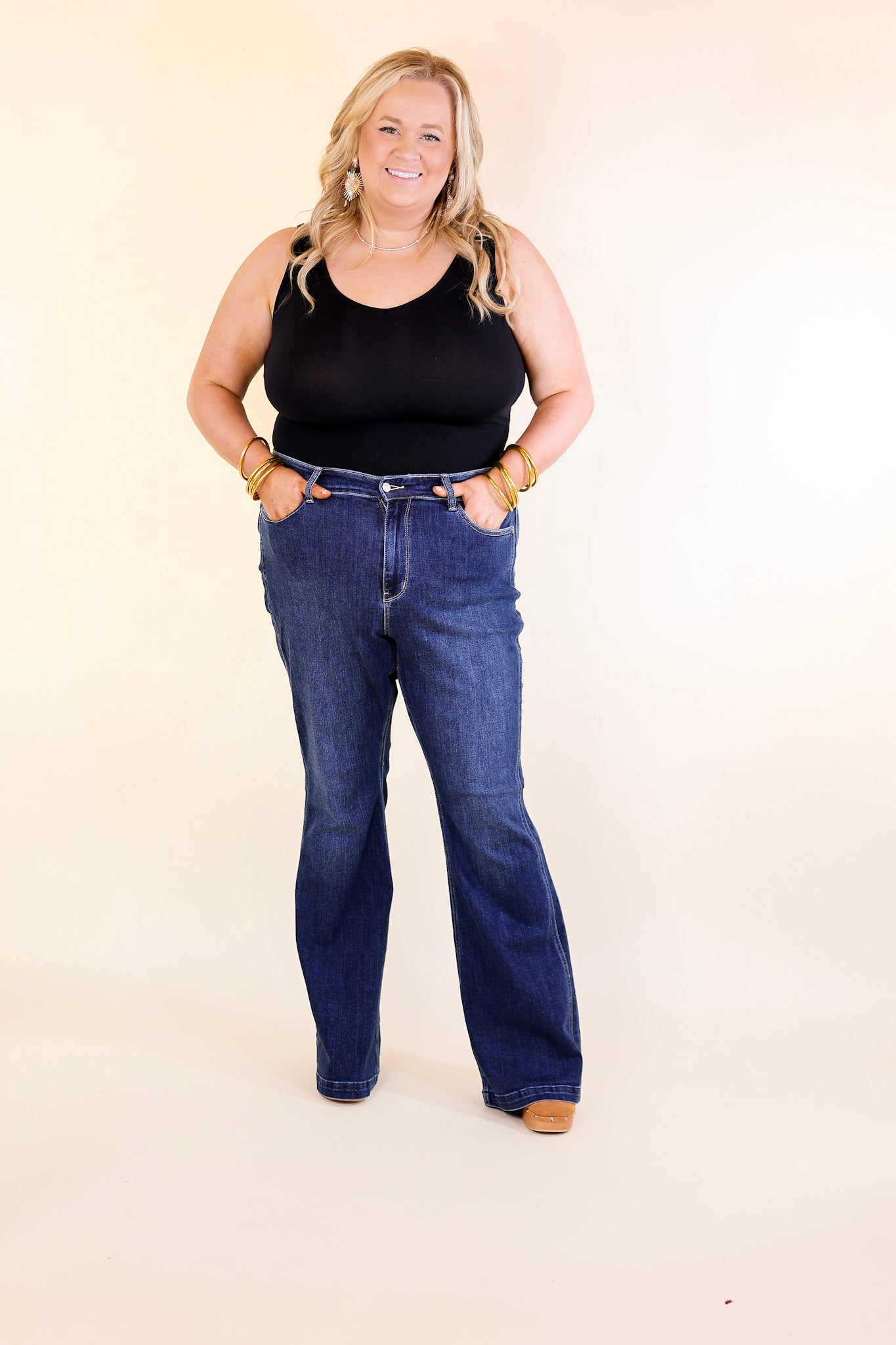 Judy Blue | Perfect Angles High Waisted Flare Jean with an Angled Side Seam in Dark Wash