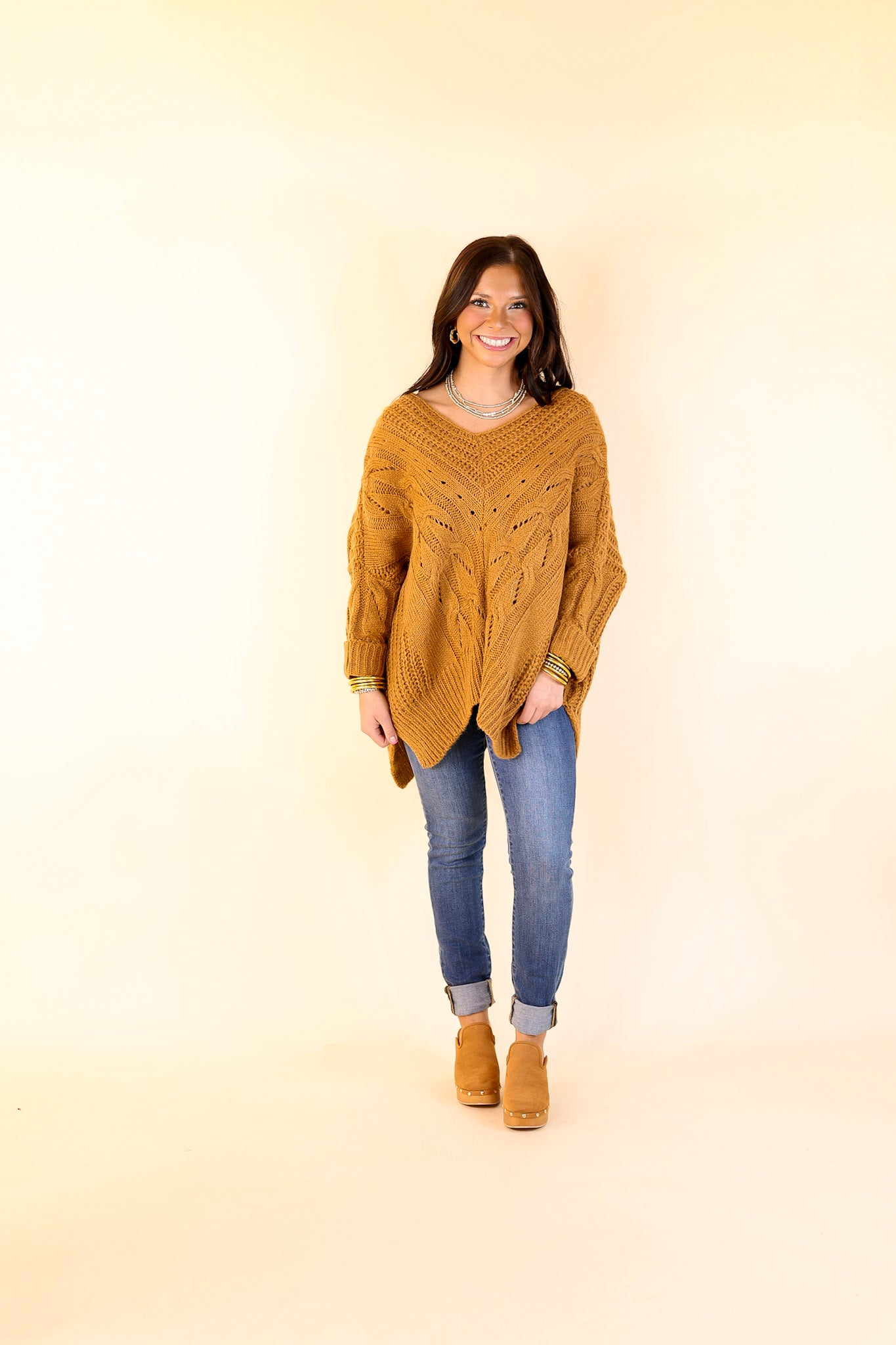 Crisp Morning Air Oversized Dolman 3/4 Sleeve Sweater in Camel Brown