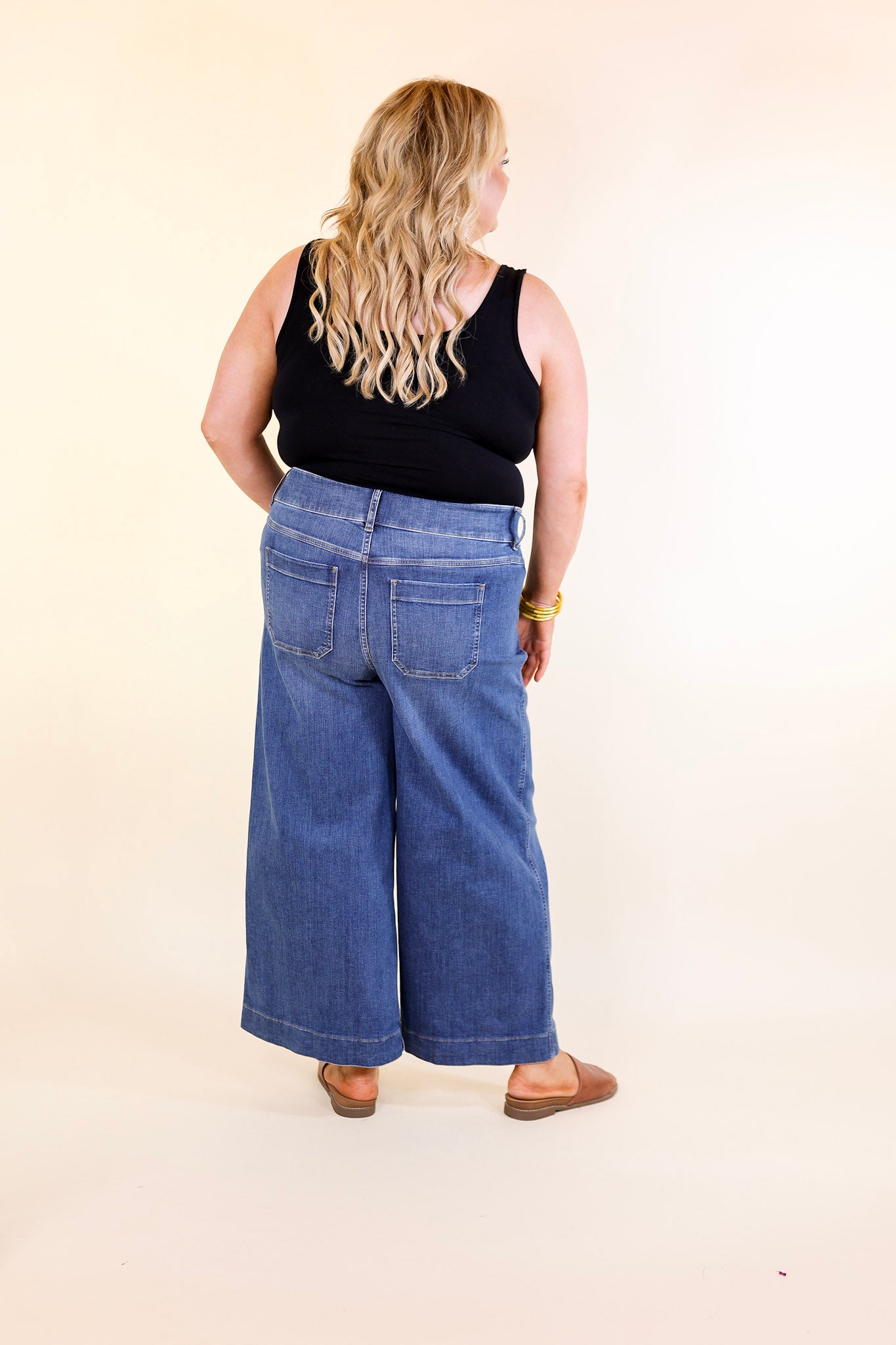 SPANX | EveryWear Cropped Wide Leg Denim Jeans with Patch Pockets