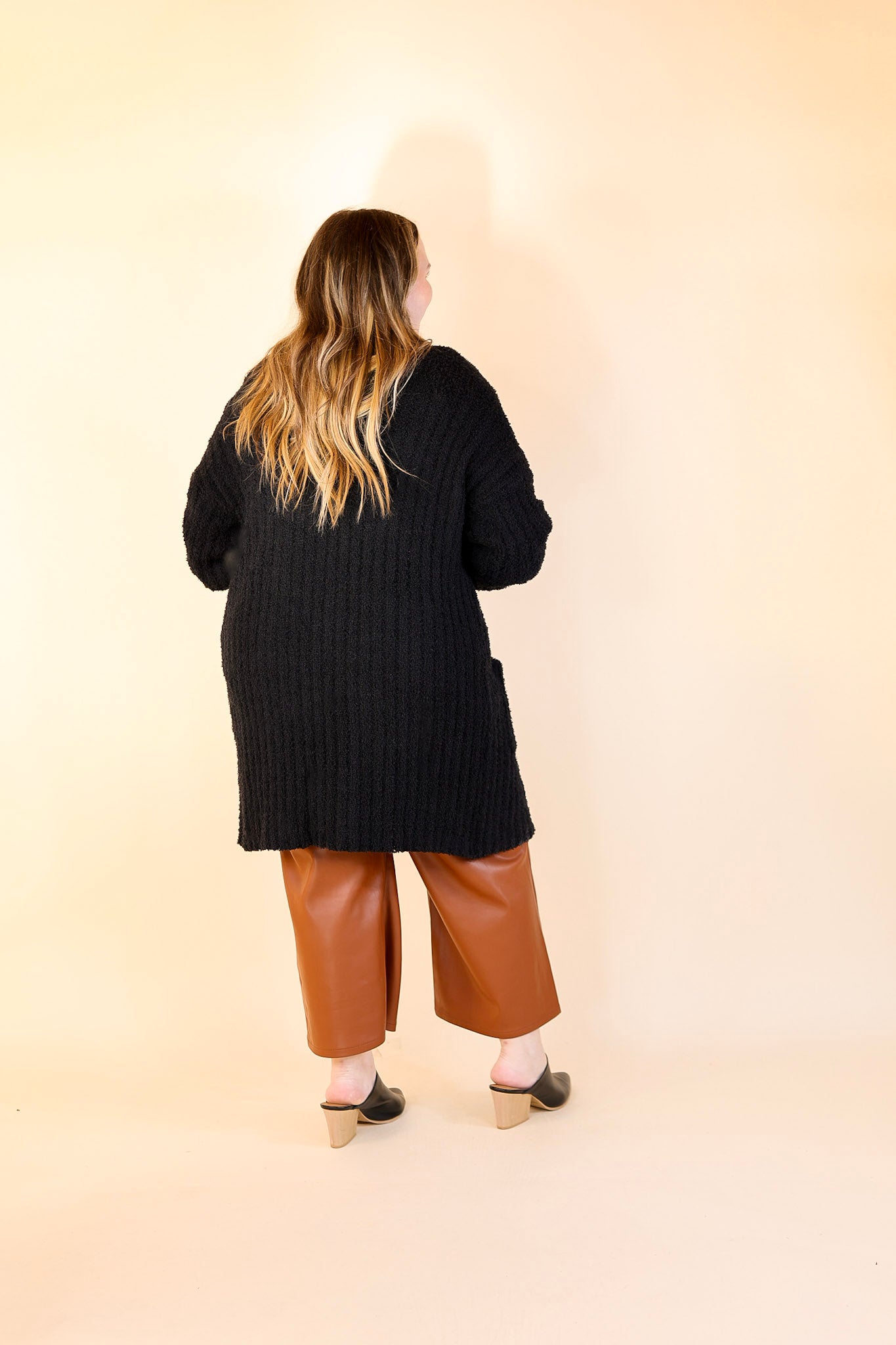 Cold Brew And Cuddles Long Sleeve Cardigan with Pockets in Black