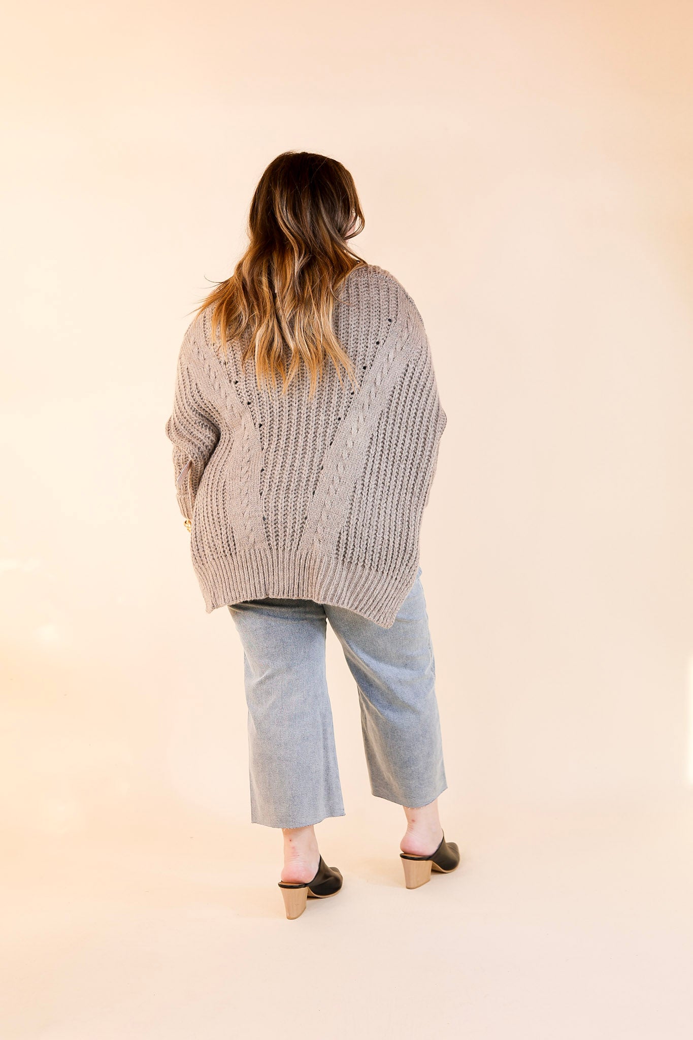 Crisp Morning Air Oversized Dolman 3/4 Sleeve Sweater in Stone Grey