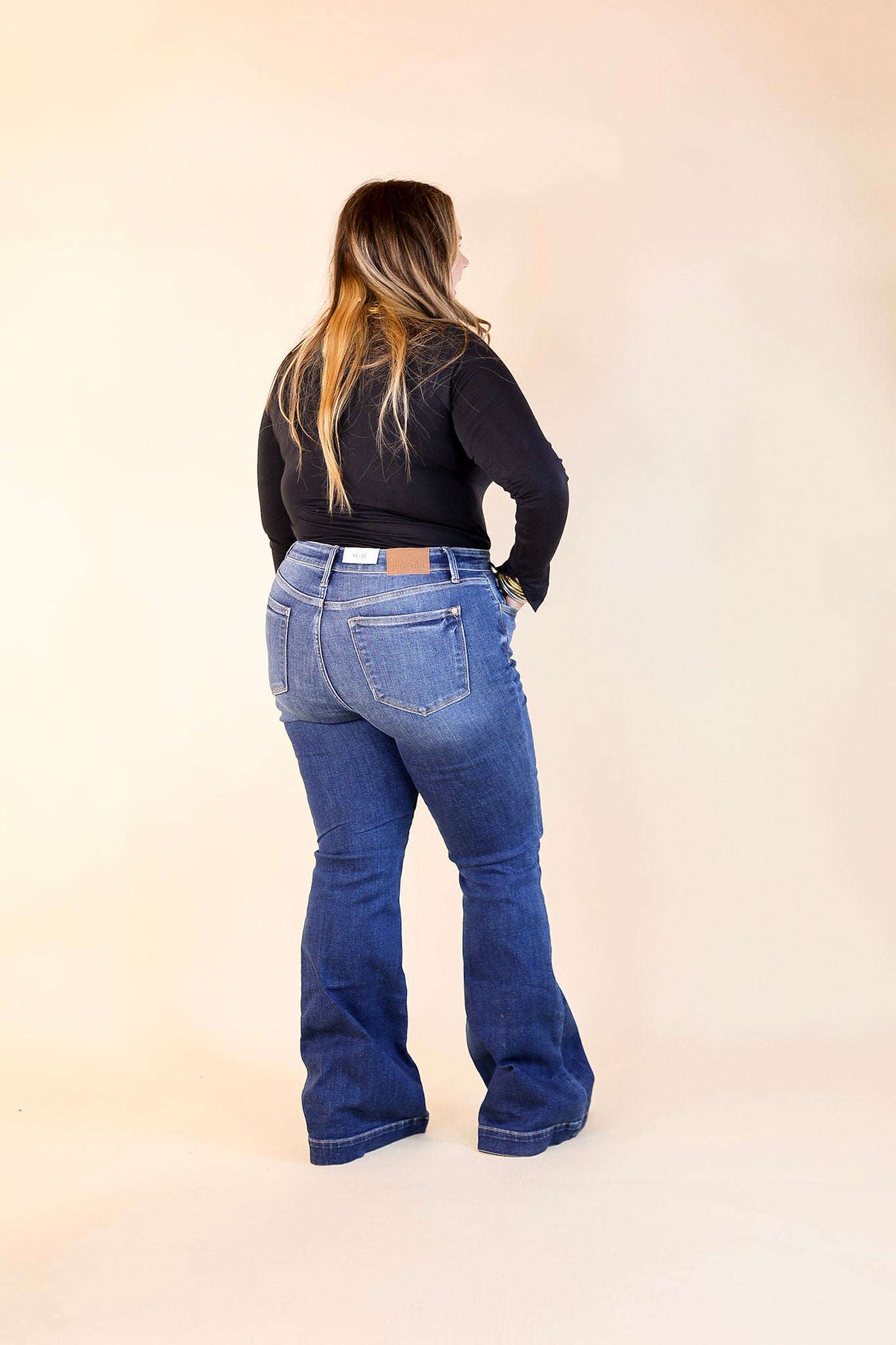 Judy Blue | On the Move High Waisted Wide Hem Flare Jean in Medium Wash