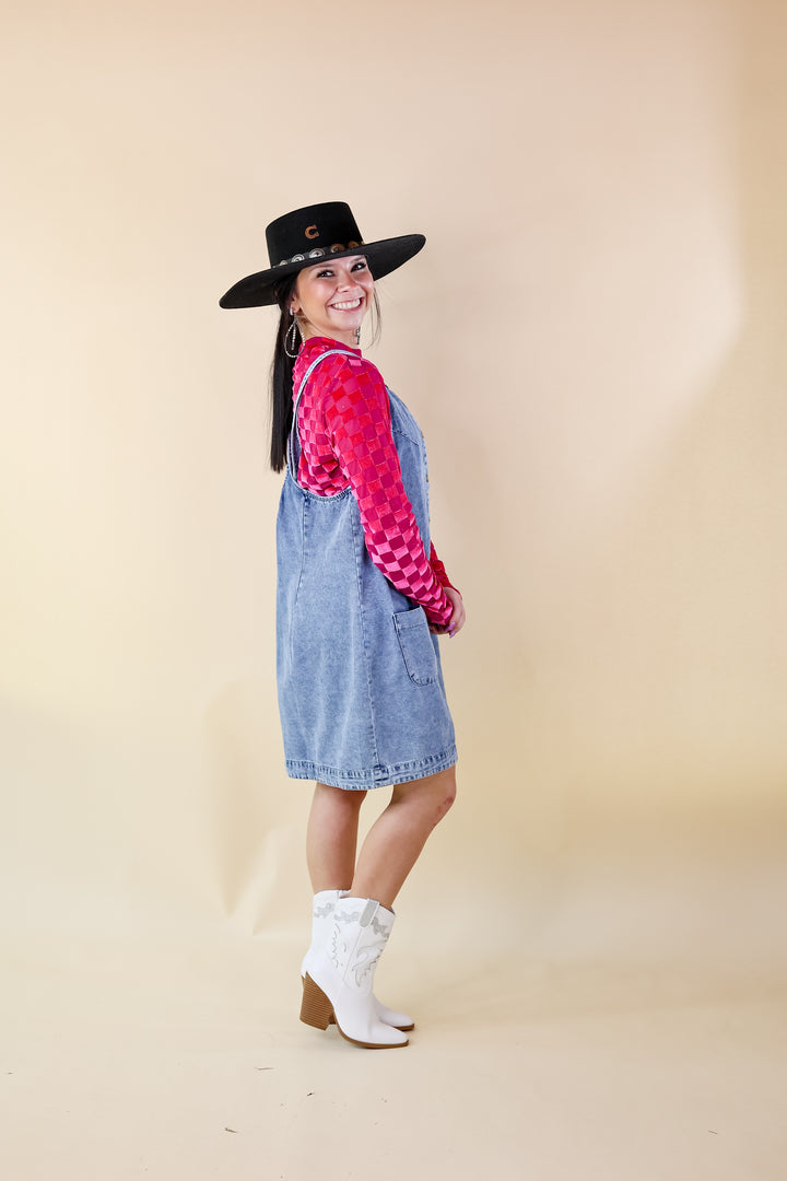 The Girl Next Door Denim Button Up Dress in Light Wash - Giddy Up Glamour Boutique