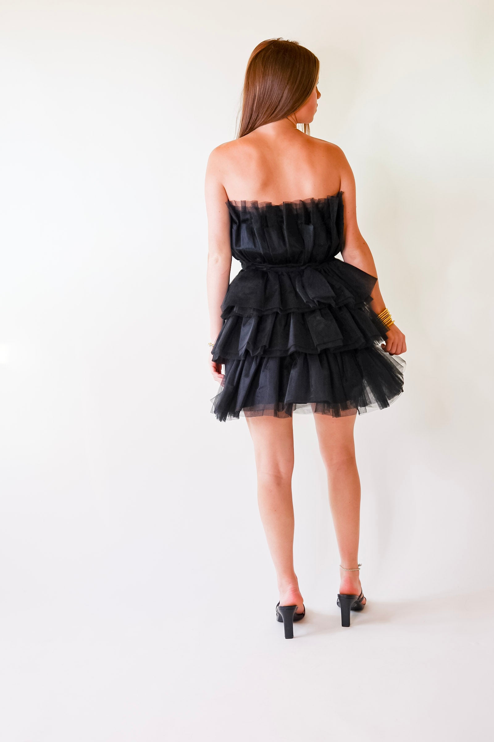 Lovestruck Babe Tulle Strapless Dress in Black - Giddy Up Glamour Boutique