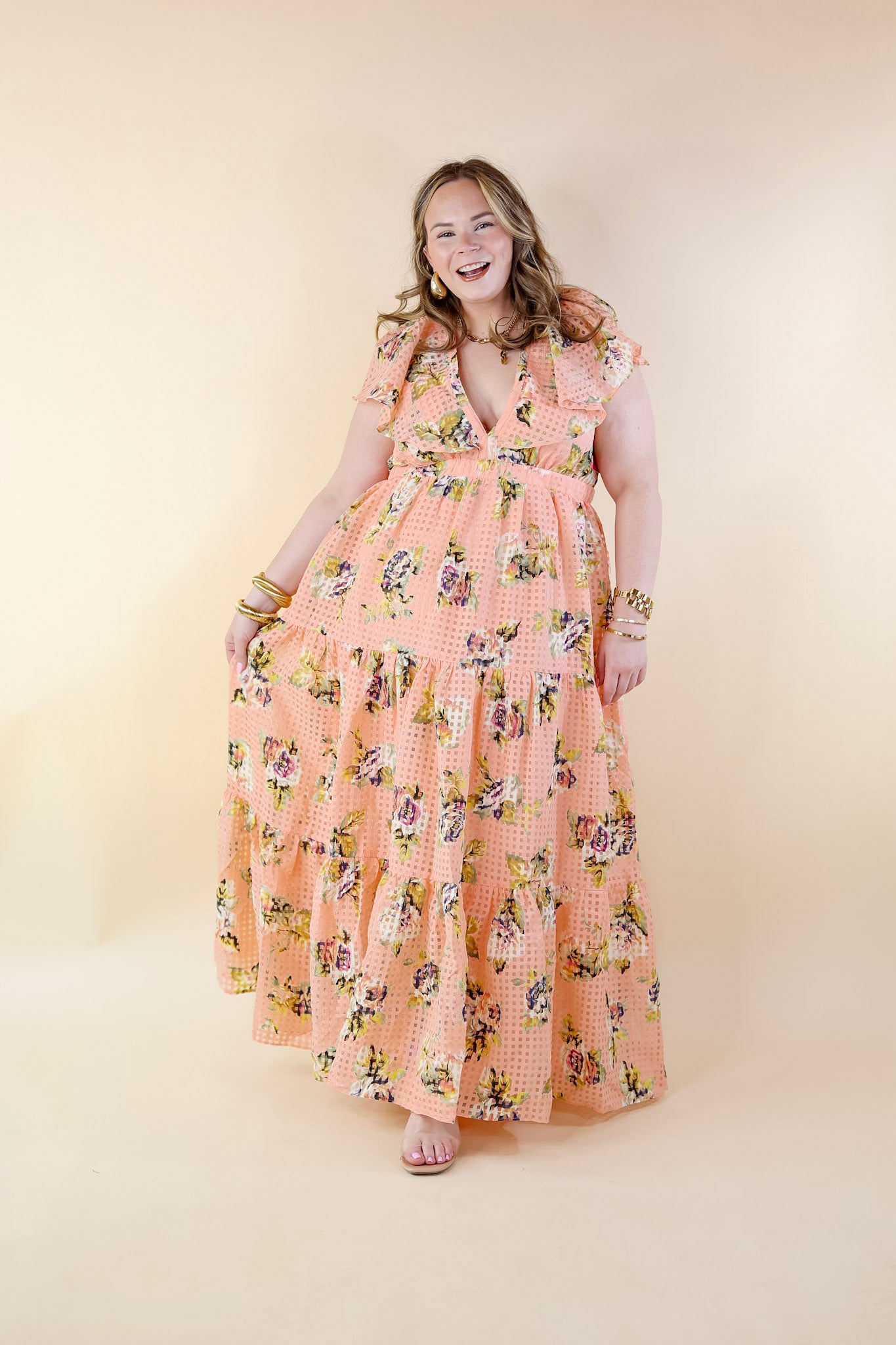BuddyLove | Cece Flutter Sleeve Maxi Dress in Irish Rose (Pink) - Giddy Up Glamour Boutique