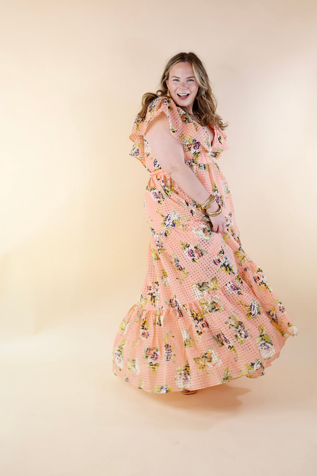 BuddyLove | Cece Flutter Sleeve Maxi Dress in Irish Rose (Pink) - Giddy Up Glamour Boutique