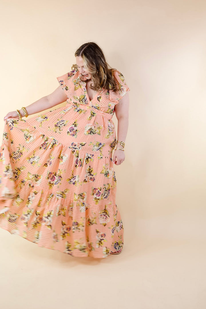 BuddyLove | Cece Flutter Sleeve Maxi Dress in Irish Rose (Pink) - Giddy Up Glamour Boutique