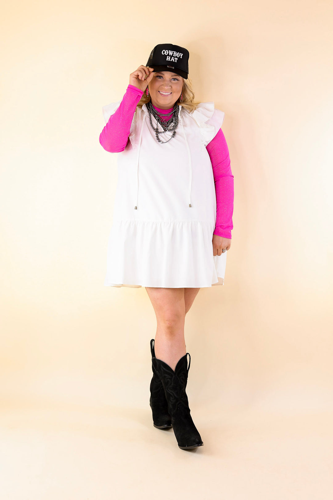 Plus Sizes | Try Your Luck Glitter Mesh Long Sleeve Bodysuit in Pink - Giddy Up Glamour Boutique