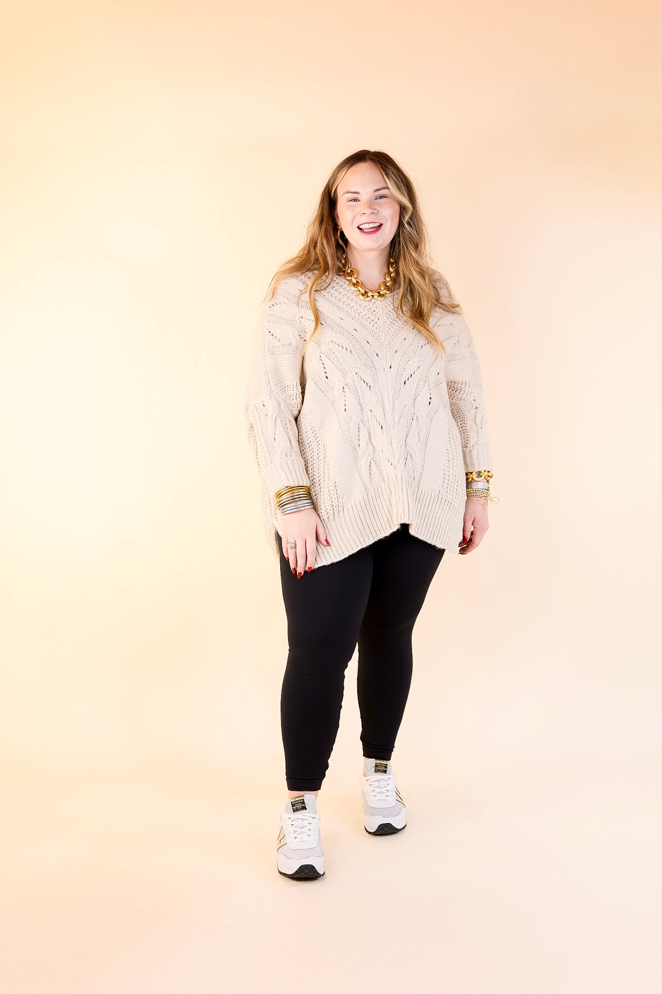 Crisp Morning Air Oversized Dolman 3/4 Sleeve Sweater in Ivory