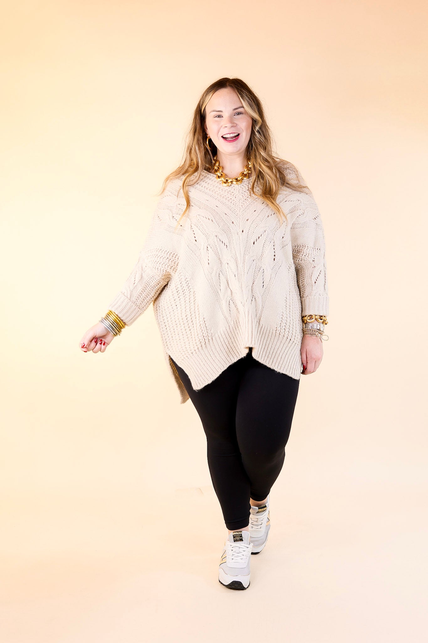 Crisp Morning Air Oversized Dolman 3/4 Sleeve Sweater in Ivory