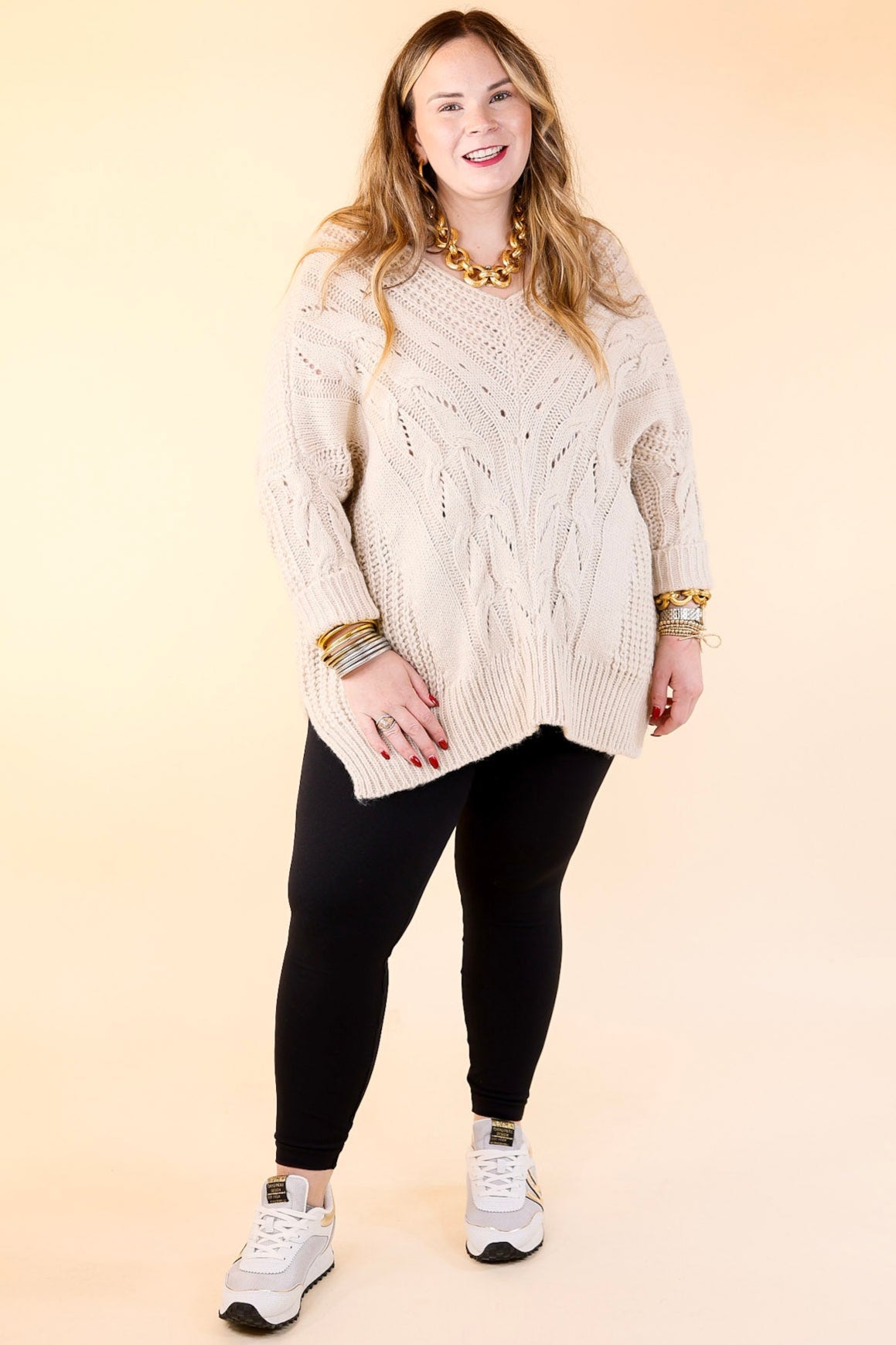 Crisp Morning Air Oversized Dolman 3/4 Sleeve Sweater in Ivory