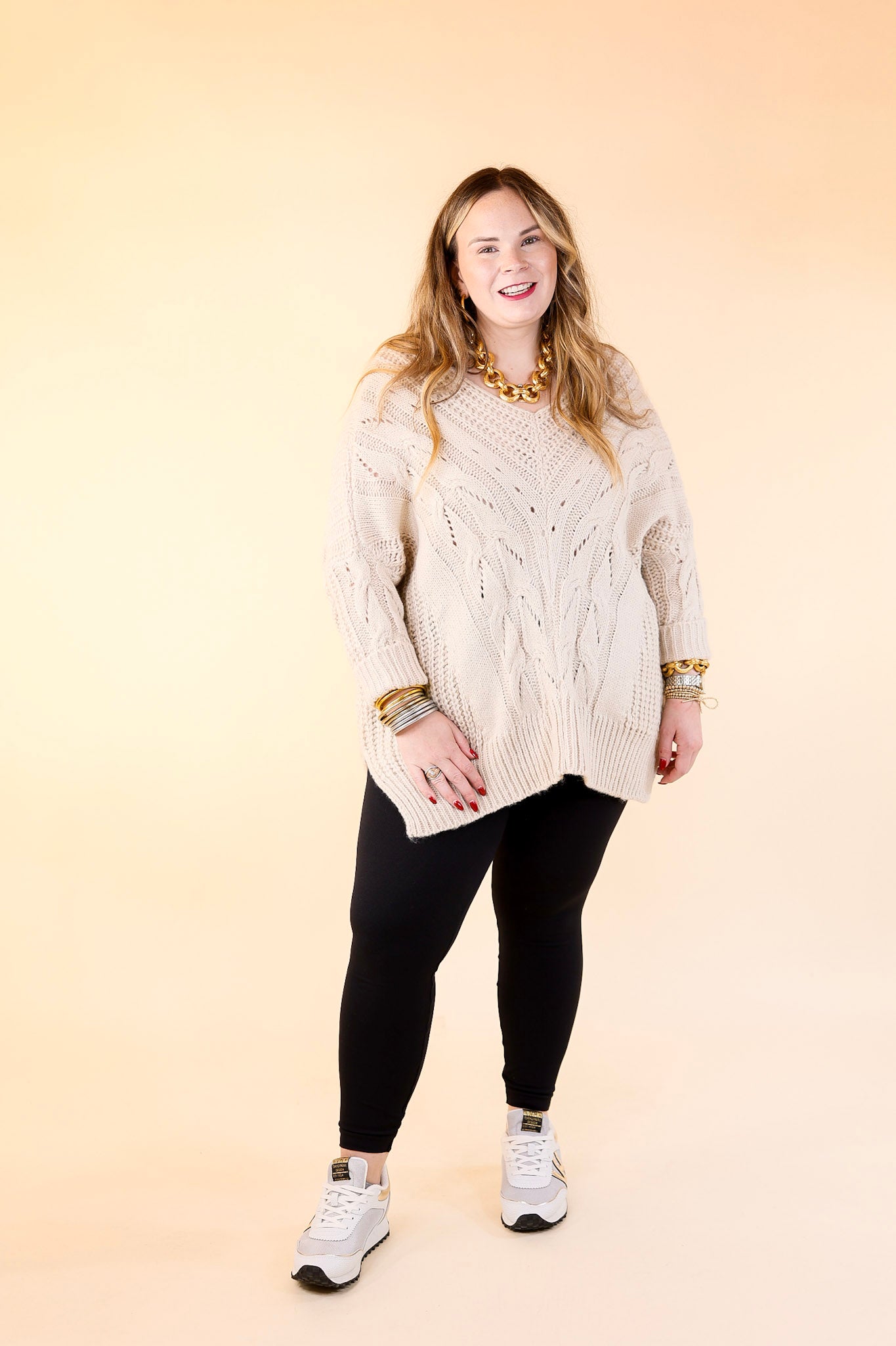 Crisp Morning Air Oversized Dolman 3/4 Sleeve Sweater in Ivory