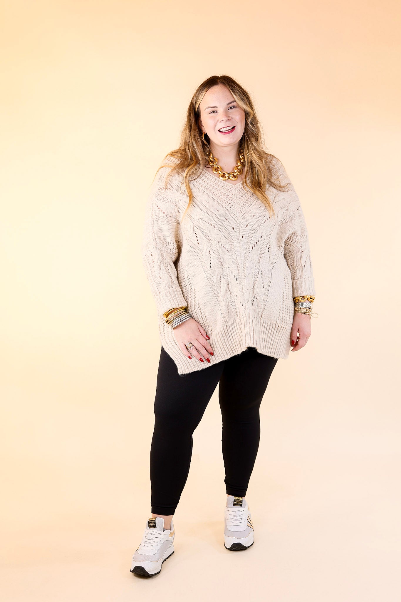 Crisp Morning Air Oversized Dolman 3/4 Sleeve Sweater in Ivory