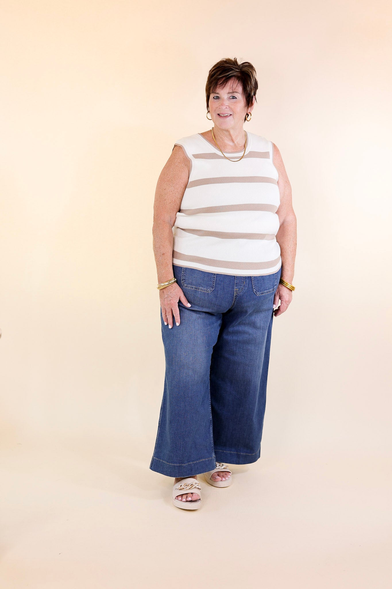 SPANX | EveryWear Cropped Wide Leg Denim Jeans with Patch Pockets