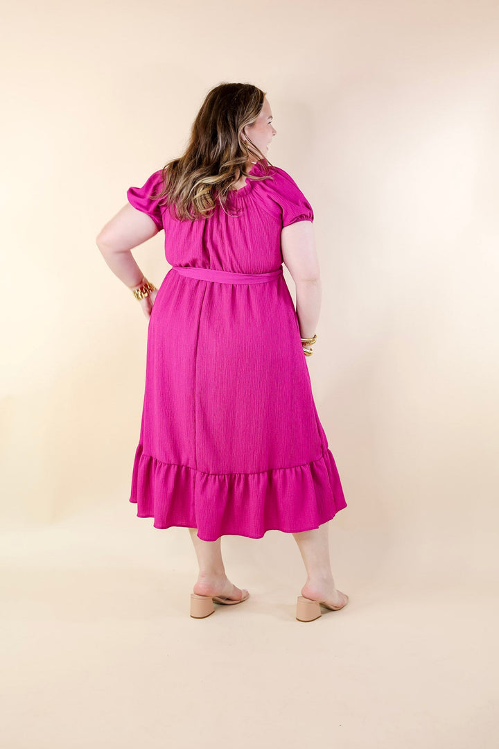 Fabulous Fusion Maxi Dress with Puff Sleeve in Berry Pink - Giddy Up Glamour Boutique