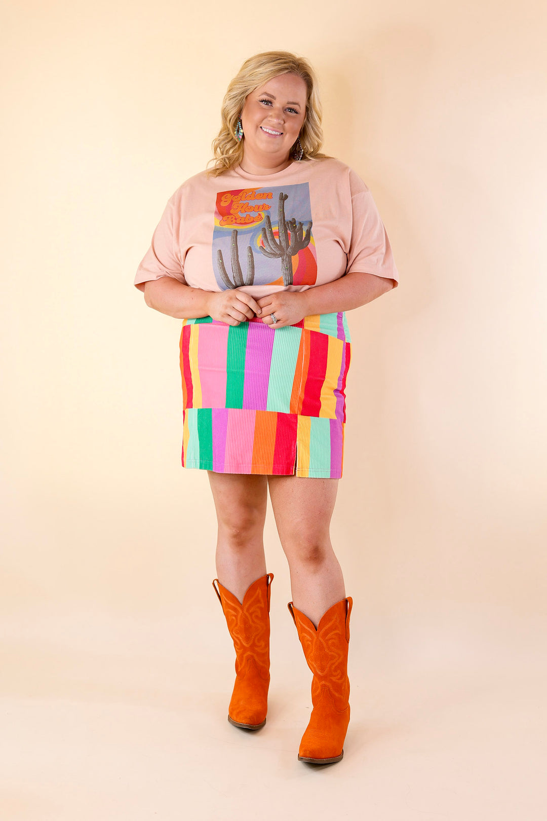 Play It Cool Corduroy Color Block Mini Skirt in Multi - Giddy Up Glamour Boutique