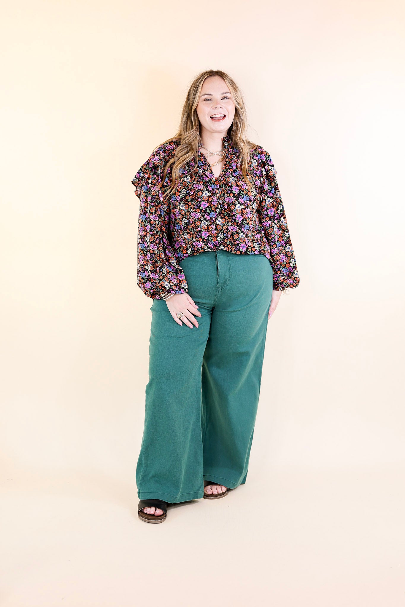 Hunter Green Wide Leg Cropped Pants – Giddy Up Glamour Boutique