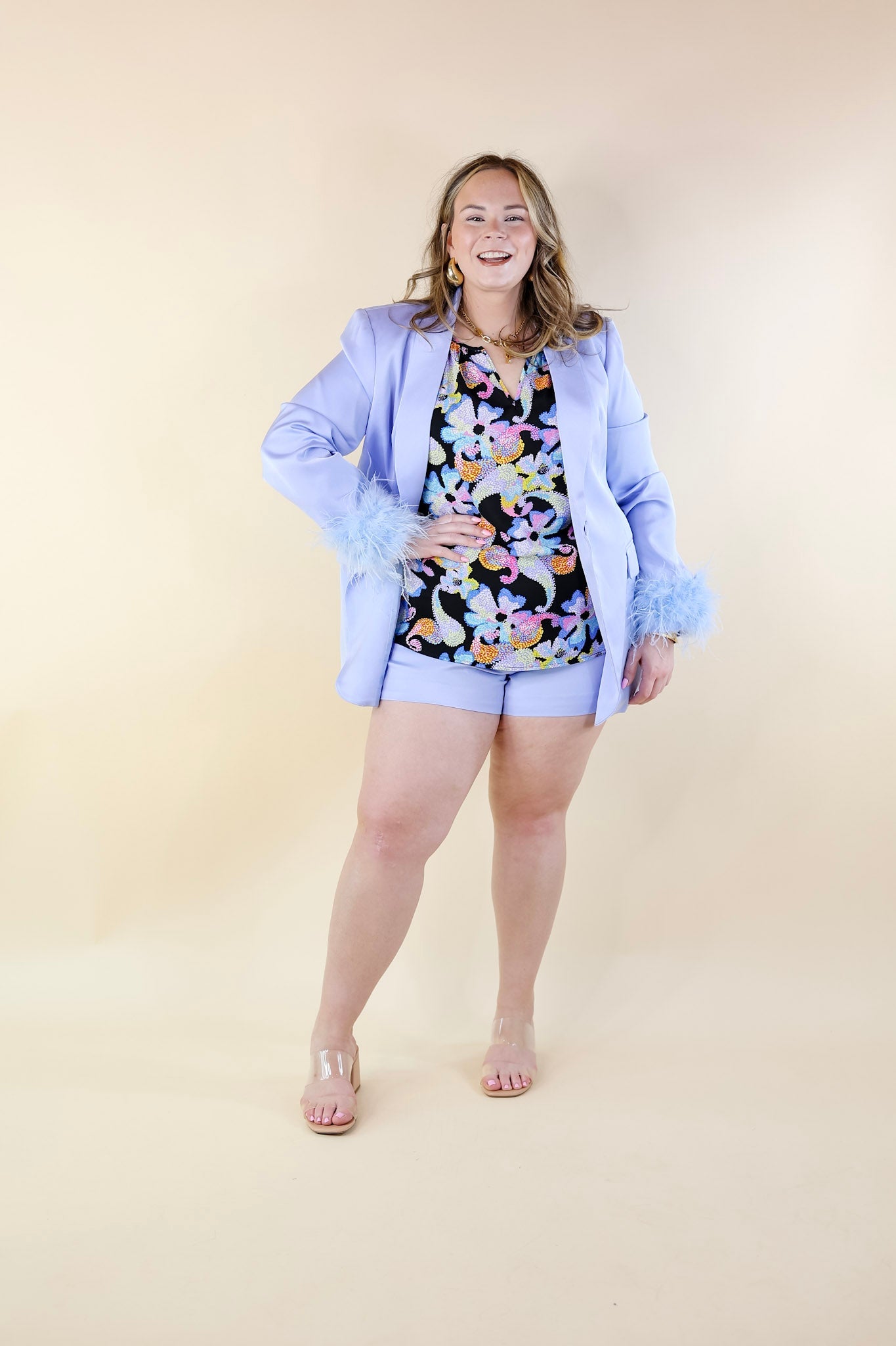 BuddyLove | Renzo High-Waisted Shorts in Blue - Giddy Up Glamour Boutique