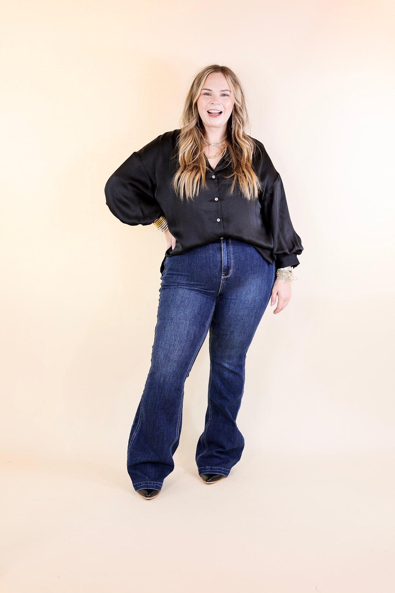 Judy Blue | Perfect Angles High Waisted Flare Jean with an Angled Side Seam in Dark Wash