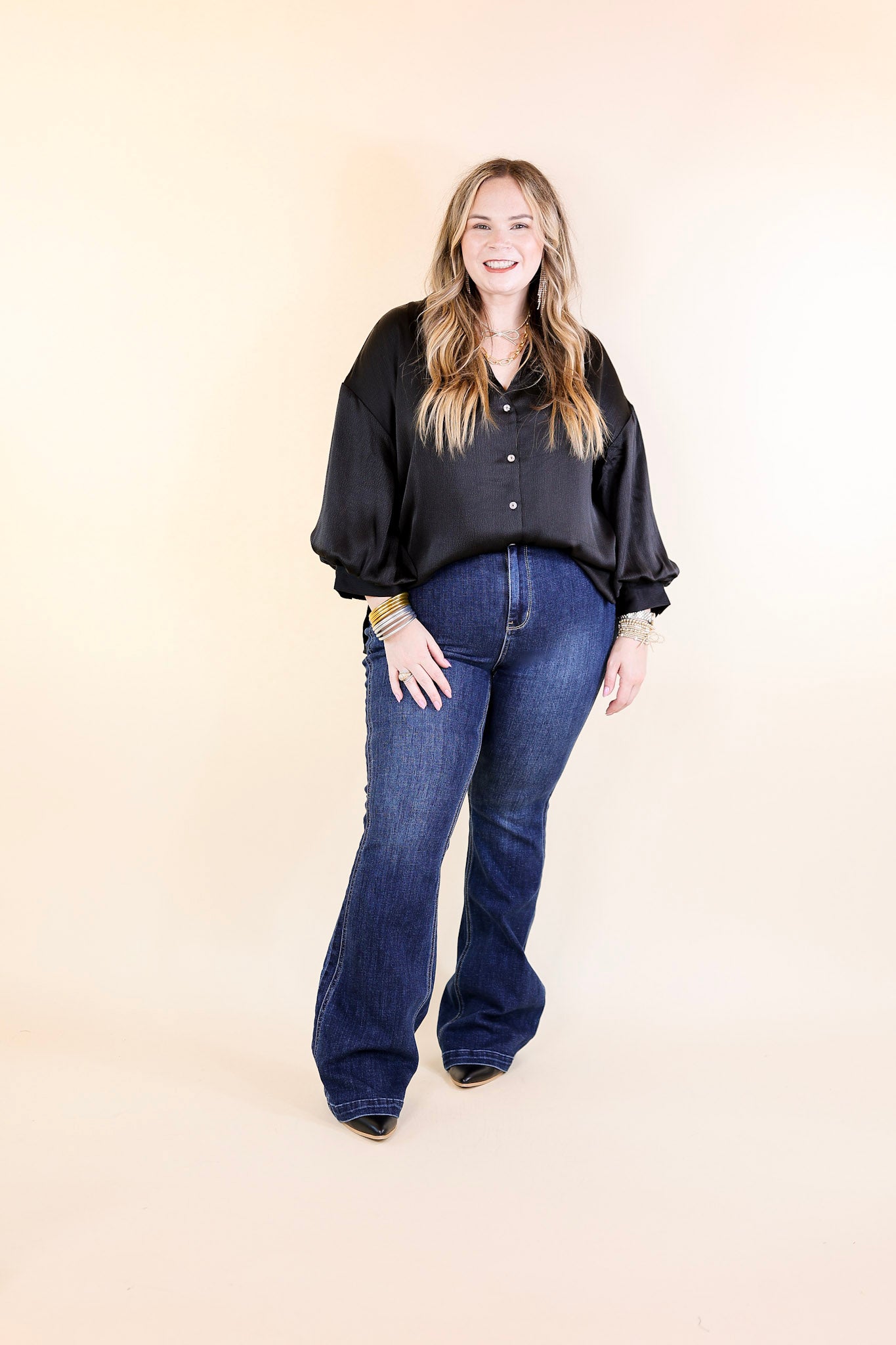 Judy Blue | Perfect Angles High Waisted Flare Jean with an Angled Side Seam in Dark Wash