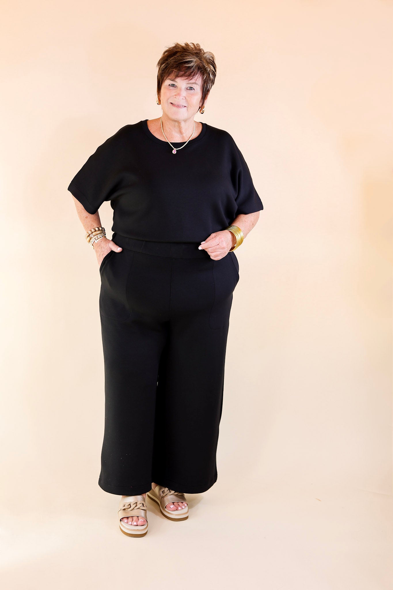 SPANX | AirEssentials Cropped Wide-Leg Jumpsuit in Very Black