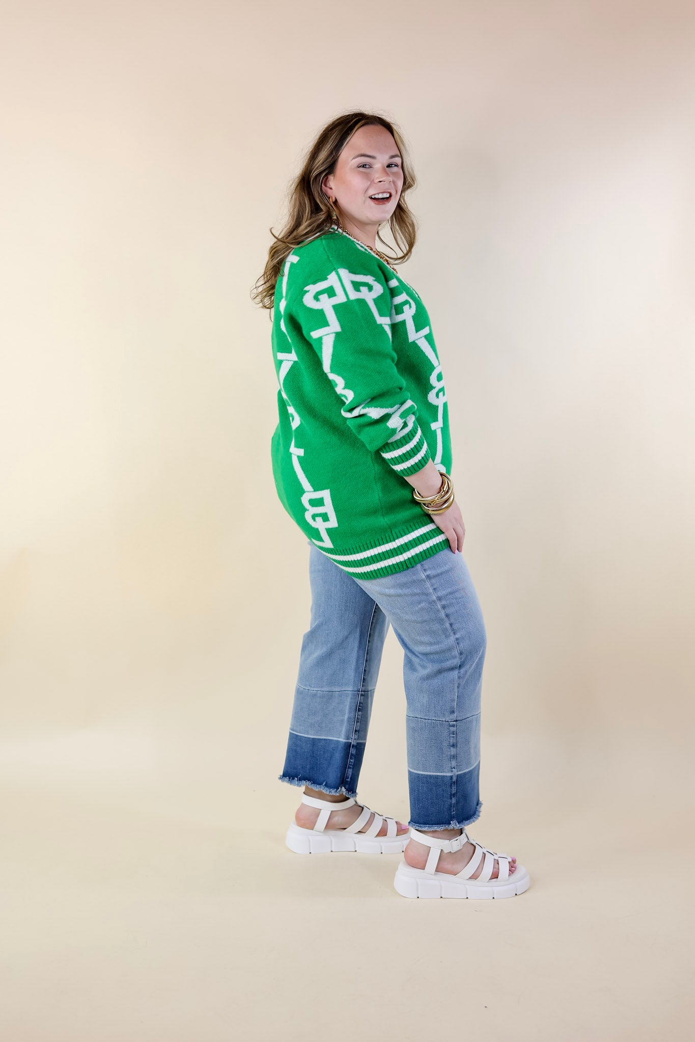 BuddyLove | Varsity Cardigan in Shady Glade (Green) - Giddy Up Glamour Boutique