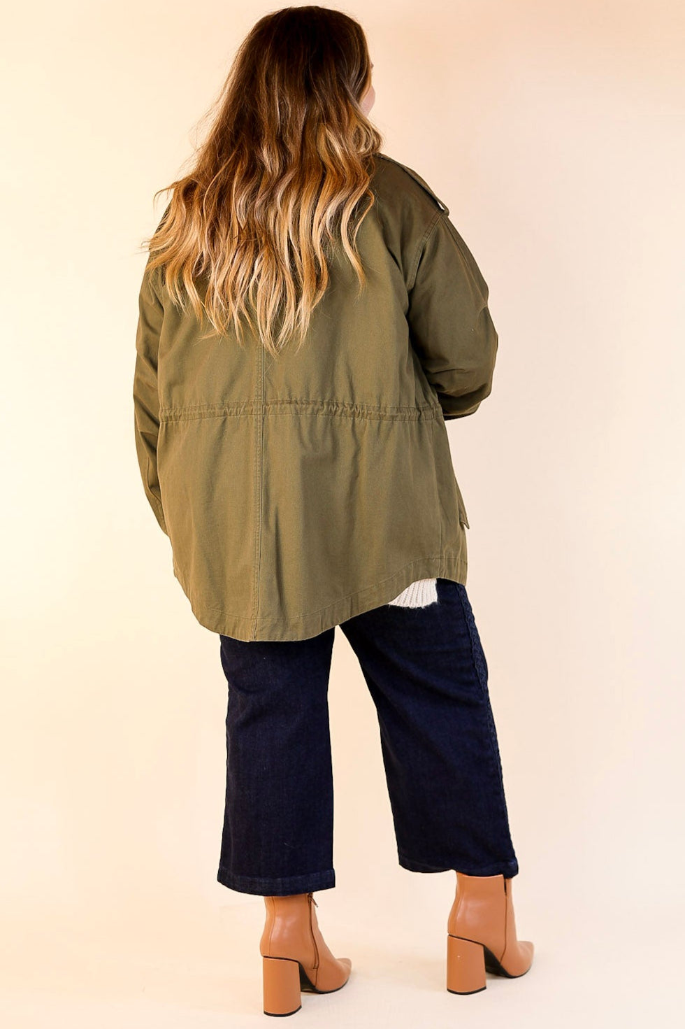 Anything is Possible Button and Zip Up Utility Jacket in Olive Green